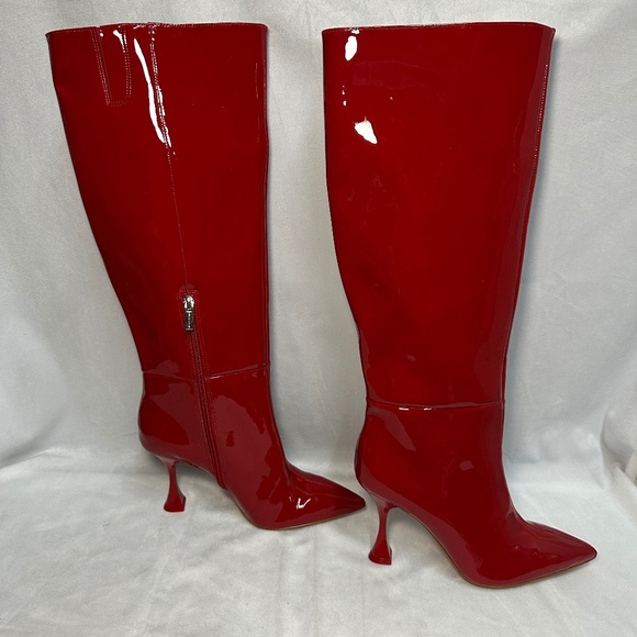 Vince Camuto Shoes - Vince Camuto Kamies Red Patent Leather Tall Knee High Heeled Boots Size 8 New
